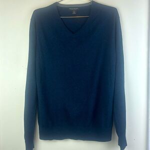 Banana Republic Navy Blue Luxury Blend Silk Cashmere V-Neck Sweater Size Medium